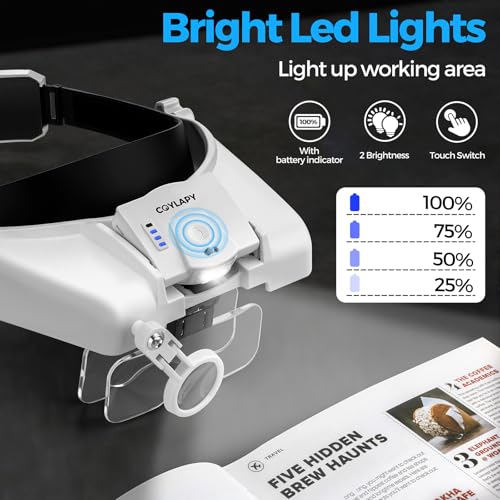 COYLAPY Magnifying Glasses with Light, 1X-14X for Crafts & Hobby - color: White