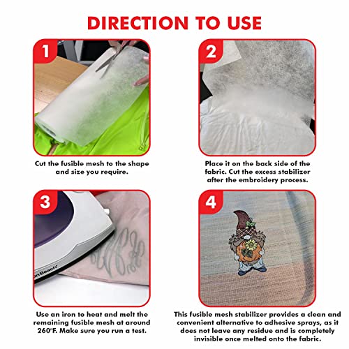 Superpunch Fusible Iron On No Show Mesh Stabilizer, White, 15 in x 25 yd - size: 15" x 25 yards roll