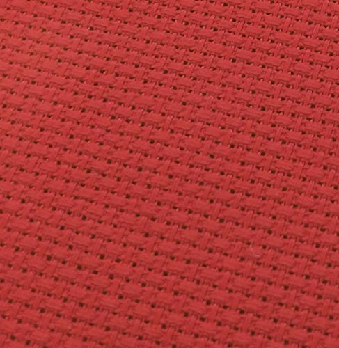 19" x 28" 11CT Counted Cotton Aida Cloth Cross Stitch Fabric (Red) - color: Red