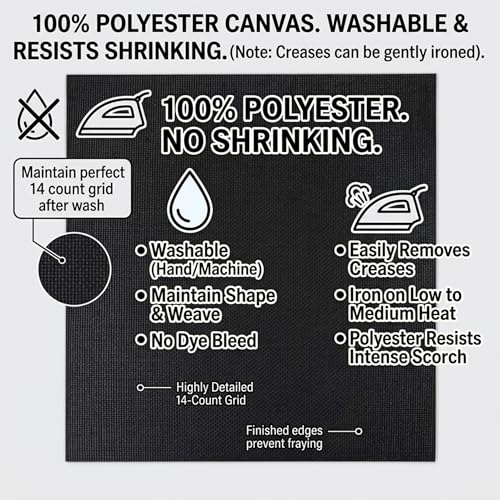 14 CT Aida Cloth for Cross Stitch,12PCS Pre-Cut Cross Stitch Fabric - color: Black