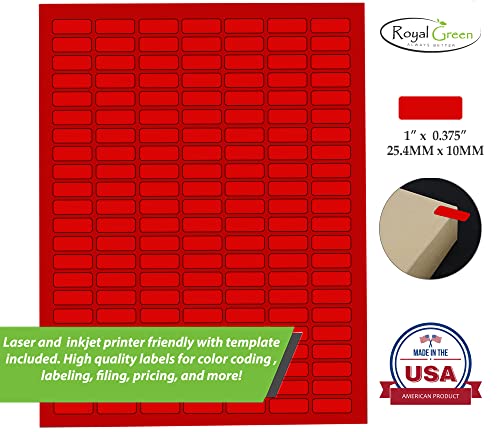 Royal Green Printable Rectangle Labels, 1 x 0.375 Inch - 1078 Pack - color: Red, size: 1078