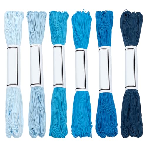 FREEBLOSS 300 Yards Sashiko Thread 6 Skeins 100% Cotton Cord Navy Blue Japanese Embroidery Sashiko Threads for Hand Sewing Thick Sashiko Thread for Japanese Embroidery Supplies Embroidery Floss - color: Blue