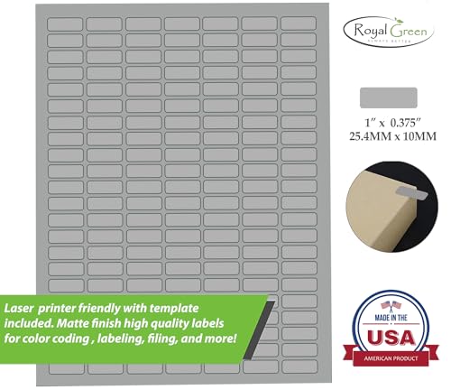 Royal Green Printable Rectangle Labels, 1 x 0.375 Inch - 1540 Pack - color: Gray, size: 1540