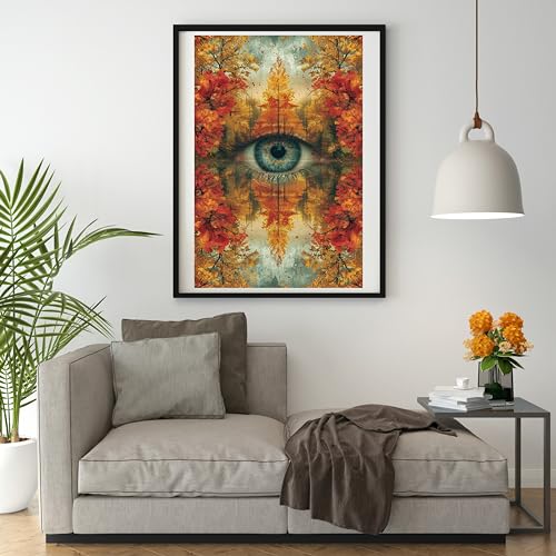 Moohue DIY Counted Stamped Cross Stitch Kits for Adults 14 Count Cross Stitch Patterns Eye Trees Printed Cross Stitch Kits for Adults (Eye Trees) - color: Eye Trees