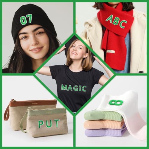 72 Pcs Iron On Letters & Numbers Patches for Tote Bags Hats Clothing Green - color: Green, size: Letters & Numbers