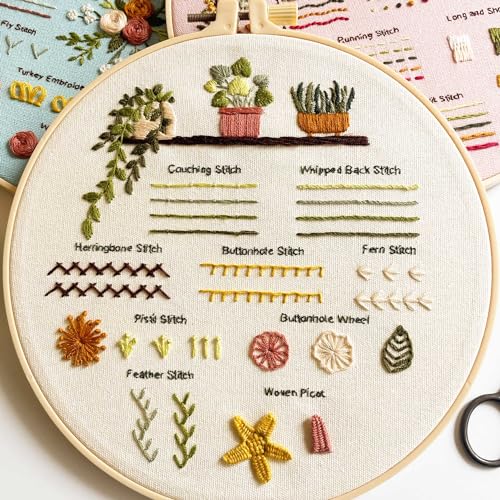 Myfilicity Embroidery Beginners Stitch Practice kit, 3 Embroidery Starter Kits, Learn 30 Different Stitching Techniques for Craft Enthusiasts to Hand-Stitch Fabric and Learn Embroidery Skills… - color: 30 Stitch Practice Kit