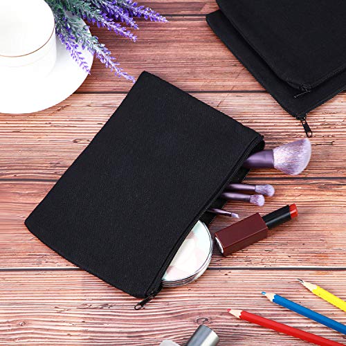 Gejoy 10 Pack Blank Canvas Cosmetic Bags Zipper Pouch DIY,S,Black - color: Black, size: Small