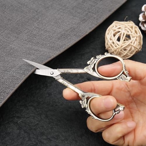 Crochet Scissors with Cover – Antique Bronze Vintage Small Embroidery Scissors, Sharp Craft Scissors for Yarn Thread Sewing Needlework, Cute Butterfly Design Gift for Crocheter Quilter, 4.6 Inch - color: Brown