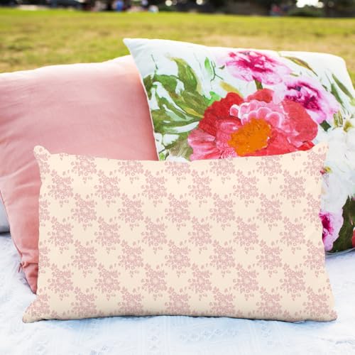 Whaline 60Pcs Flower Charm Square 5-Inch Cotton Fabric Squares Bundles Pink Floral Leaves Quilting Sewing Fabrics for DIY Handmade Craft Decor - size: 5 x 5 inch