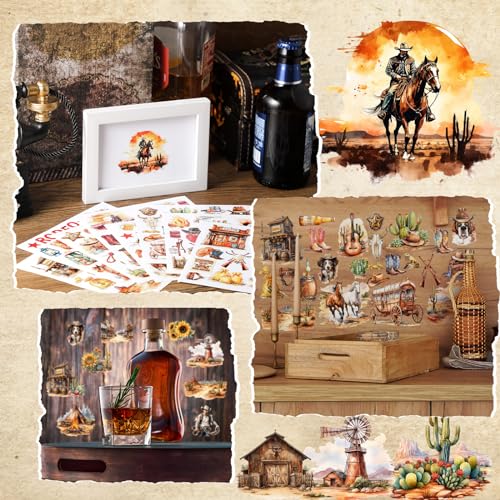 BBTO 12 Sheets Rub on Transfers for Crafts Wood Furniture DIY, 5.5" x 5.7" - style: Cowboy
