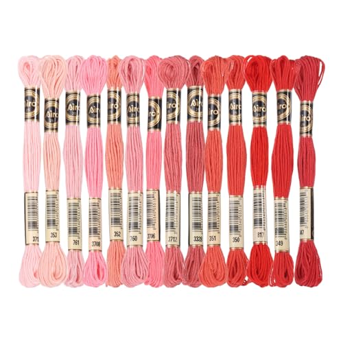 PATIKIL 14 Skeins Embroidery Floss Polyester Multicolored Red Pink - color: Multicolored Red Pink