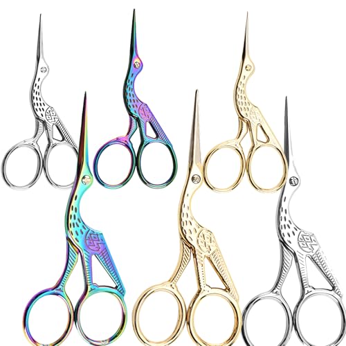 6PCS Vintage Stork Shape Sewing Scissors Stainless Steel Scissors - color: Multicolour