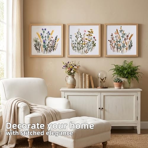 Herdiese Embroidery Kit for Beginners & Adults, 3PCS Floral Patterns. - color: Flower-C (3 Pack)