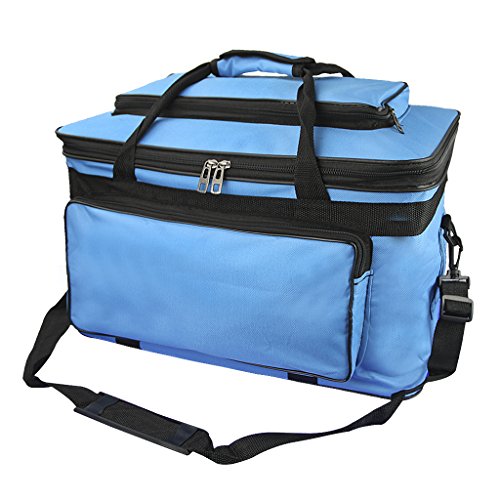 Starsouce Large Capacity Art Supply Organizer Tote Bag – Padded Craft Storage with Adjustable Shoulder Strap, Foldable Travel Caddy for Brushes, Markers, Sketchbook, Watercolor Palette & More - color: Blue