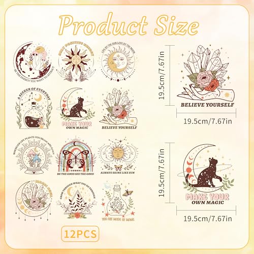 12 Sheets Bohemian Iron on Transfers for T-Shirts - style: Bohemian