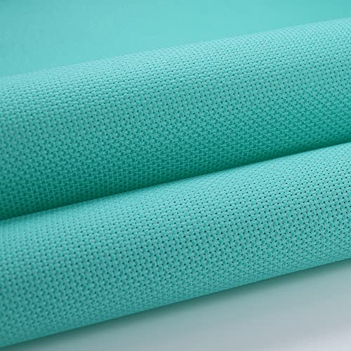 KCS 59" x 1 Yard 14ct Counted Cotton Aida Cloth Cross Stitch Fabric (Sea Green) - color: Sea Green