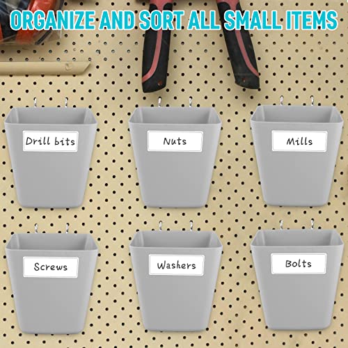 Large Pegboard Cups, 6Pack Peg Board Square Storage Bins With Hooks (Grey) - color: Grey