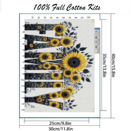 MYBISYMQQ Family Stamping Cross Stitch Kit, Flowers Counting Cross Stitch Kit for Adult Beginners, Full Line DIY Cross Stitch Stitching Kit for Home Decor Cross Stitch Patterns 15.7x11.8 inches - color: D048