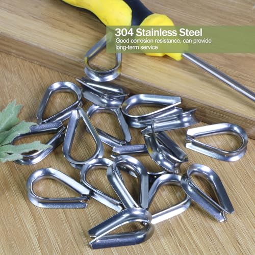 M5 Wire Rope Thimble, 304 Stainless Steel Thimble for 5/32-3/16 Inch Diameter Wire Rope, 4 Pieces - size: M5