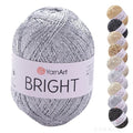 YarnArt Bright Metallic Glitter Yarn – 80% Polyamide 20% Metallic Polyester, 90g 340m, Soft Sparkle Fiber for Crochet, Lace, Summer Tops & Accessories – 4 mm Needle & Hook (235, Light Silver) - color: 235, Light Silver