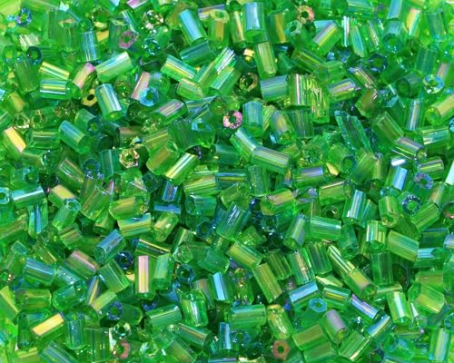 Glass Bugle Tube Beads 1400Pcs/30g Mini Seed Beads 2 * 3mm Small Craft Loose Spacer Bead for DIY Bracelets Necklace Earring Jewelry Making (Grass Green) - color: Grass Green