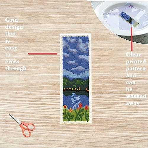 FREEBLOSS 6 Set Cross Stitch Bookmark Kit Scenery Pattern 8''x2.4'' 11CT - style: Scenery