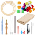 Allazone Embroidery Kit - 17 Pcs with 3 Plastic Hoops, 3 Punch Needles, 12 Colors, Big Eye Needles & Threaders - color: 3 PCS Plastic Hoops