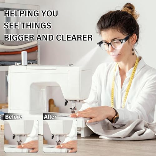 Reading Glasses with Lights Bright LED Readers with Lights Magnifier Glasses for Reading Fashion Blue Light Blocking Glasses Magnifier Nighttime Reader Women Men Clear Vision Lighted Eye Glasses+1.5 - size: +150