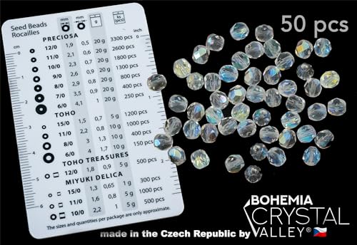275 pcs Set of Czech Faceted Glass Beads, Fire-Polished Round Crystal AB - 3mm (100pcs), 4mm (100pcs), 6mm (50pcs), 8mm (25pcs) kit for Jewelry Making - color: Faceted, Crystal AB