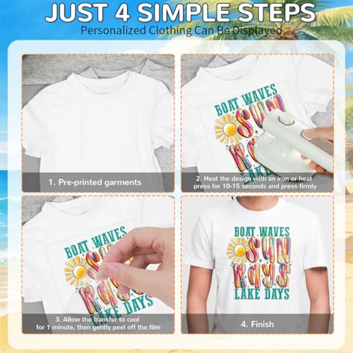 20Pcs Summer Dtf Transfers Ready to Press Beach Vacation Cruise Iron on Transfers for Tshirts End of School Transfer Vinyl Stickers for Clothing Pillows Bag DIY Crafts - color: Summer