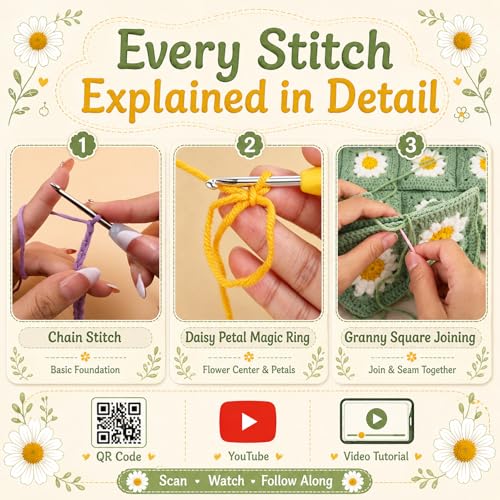 Coopay Crochet Kit for Beginners Adults, Large Granny Square Blanket Kit - color: Upgrade-Large-green