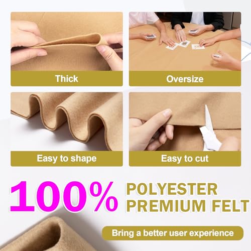 XSEINO Tan Large Felt Fabric 108" X 36 "(3 Square Yards), 1.4 mm Thick Soft Felt Fabric Sheet for Crafts, Yellow Series Colors Soft Nonwoven Fabric, Fit for Decoration, Sewing, DIY Crafts - color: Tan