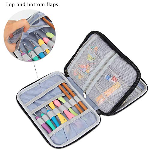 Damero Crochet Hook Case Organizer Empty, Large, Gray Dots - color: Gray Dots, size: Large (For Up to 8'' Needles)