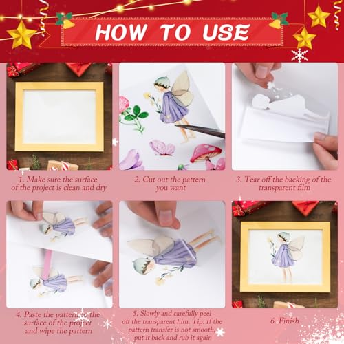 Christmas Rub on Transfers for Crafts - 12 Sheets Xmas Cardinals Rub on Transfers for Furniture Winter Santa Snowman Flower Rub on Transfer Stickers Decal for Wood DIY Craft Office Home Decor - style: Christmas