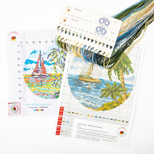 DIAMOND DOTZ Sailing Away Stamped Cross Stitch for Adults, Counted Pattern - color: Sailing Away