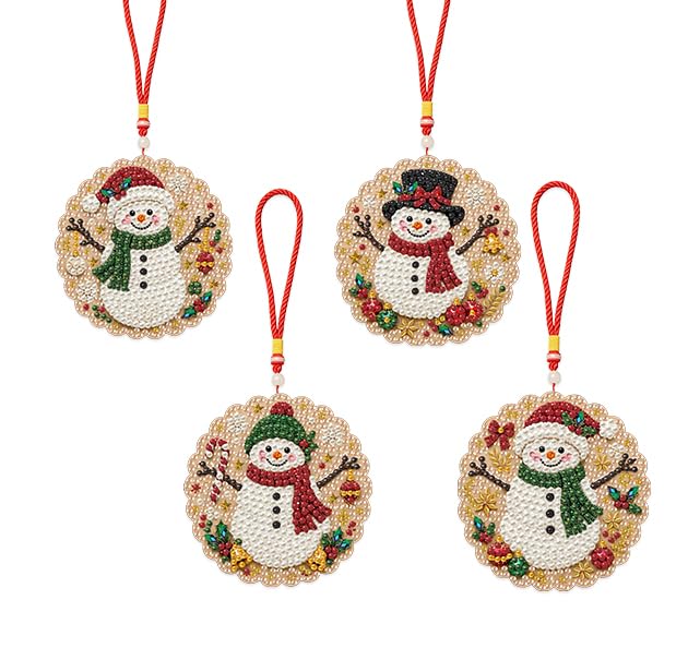 Aeepics Hanging Diamond Art Kit for Adult Mandala, DIY Diamonds Painting Pendant Ornament Kit, Acrylic Diamond Art Painting Board Kit (Snowman-4) - color: Snowman-4