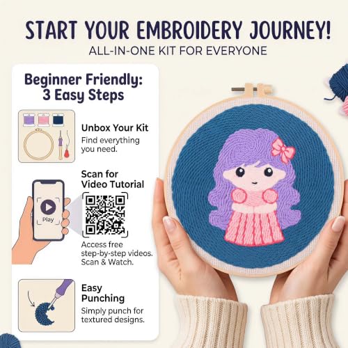 Harimau Punch Needle Kit Twelve Zodiac Signs Pattern,1Pc Embroidery Hoop, Essential Punch Needle Supplies,Ideal Punch Art for Beginners,DIY Adults Embroidery, Video Teaching - color: 65280