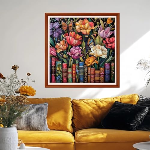 Foxhool Stamped Cross Stitch Kits,11CT Printed Cross Stitch Pattern Full Embroidery Kits for Beginner Needlepoint Kits&Colorful Flower Book 18x18 inchs - color: ColorSet31