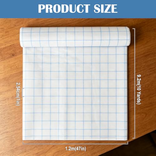 47 Inches X 10 Yards Non Woven Precut Pattern Paper for Sewing Grid Tracing Paper Crafting Spaced Every Inch Marking Sewing for Dressmaking Drawing - size: Grid 10 Yards
