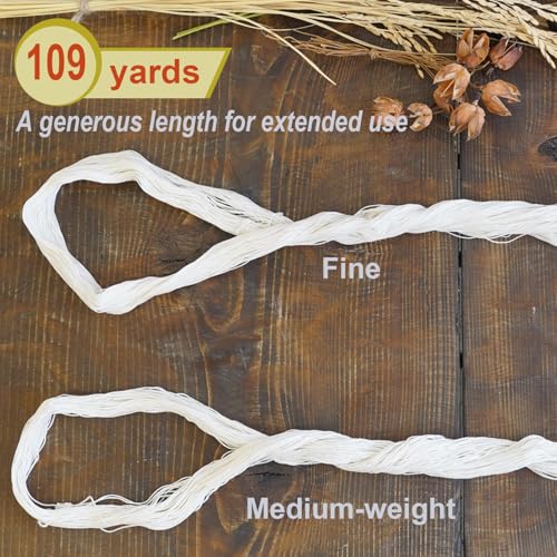 Daruma Sashiko Thread Large Skein, 109 Yards Cotton Japanese Embroidery Thread, Fine or Medium-Weight, with Decorative Thread Card (Medium-Weight, White) - color: White, style: Medium-Weight