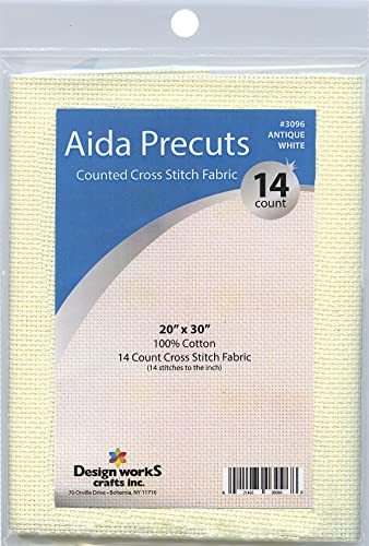 Design Works Crafts 14 Count Aida Fabric Pre-Cut, Antique White - color: Antique White, size: 20" x 30"