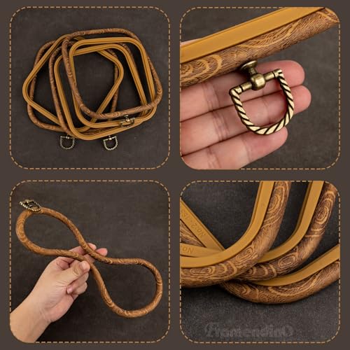 Framendino, 3 Pack Imitation Wood Embroidery Hoops Cross Stitch Craft Hoop Frame for Holiday Decoration 5.71"x6.5" - size: 5.71" x 6.5"