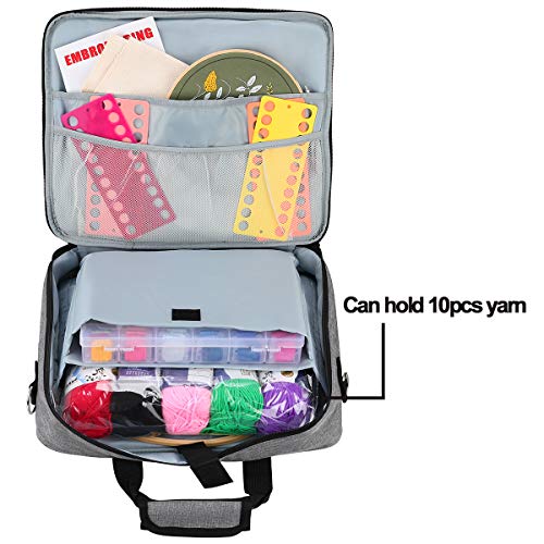 Embroidery Project Bag, Embroidery Kits Storage Bag,Multifunctional Bag for Crochet Hooks Embroidery Floss Organizer String Bracelet Kit Sewing Thread Accessories - color: Grey
