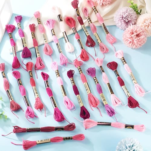 24 Skeins Embroidery Thread Floss 1mm Friendship Bracelet String Making 6 Ply Polyester Cross Stitch Kit Supplies 24 Color 8.75 Yards(8m)/Skein - color: 24 Colors D