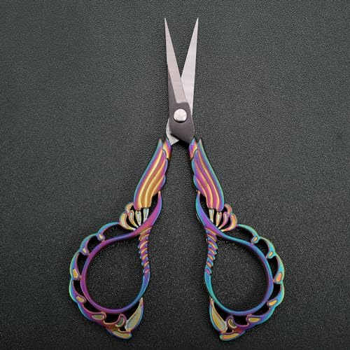 YOUGUOM Embroidery Scissors with Cover, Sewing Crafting Shears - color: Rainbow