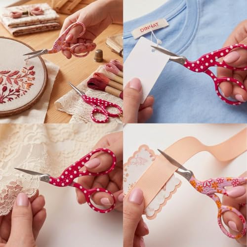 Embroidery Crafting Scissors, 3.7 Inches, 2 Pieces - color: Pink Flower + Red Dot