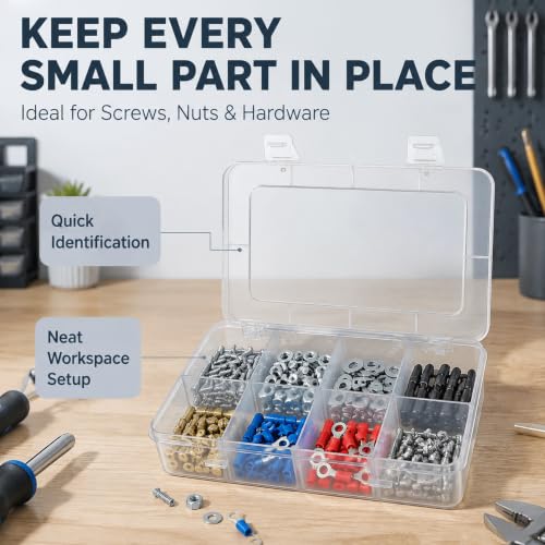 Xiaoyztan Bead Organizer Box Adjustable Dividers 8 Grids Clear 7.3x4.9 Inch - size: 7.9x4.9x1.65 in