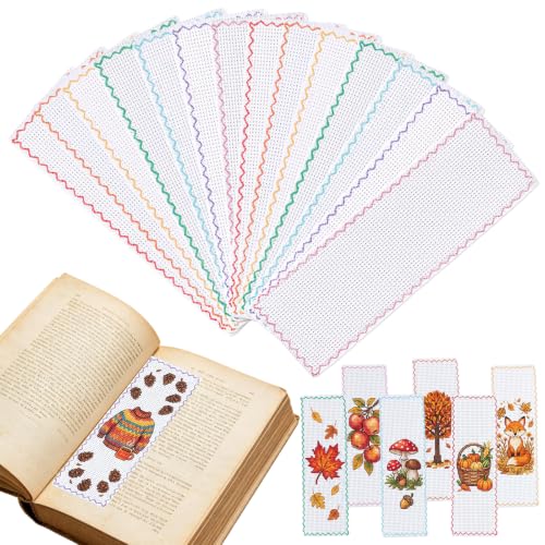 Fuyoooo 50 Pcs Blank Cross Stitch Bookmarks, Multicolor Embroidery Edge - color: Multicolor, style: Embroidery Edge