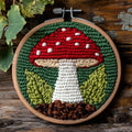 Punch Needle Kits for Beginners Red Mushroom 20x20cm(5) - color: 15-Mushroom