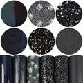 Litchi 6 Pack 8x12 Inch Faux Leather Sheets for Bow Earring, Easy to Cut Vinyl Fabric for Cricut, Durable Fade Resistant Leatherette Without Smell, Black Series - color: Blackmix